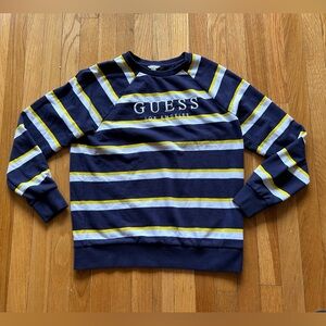 Men's Guess Blue/White Striped Sweater - Size Small